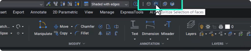 Face Selection Bar