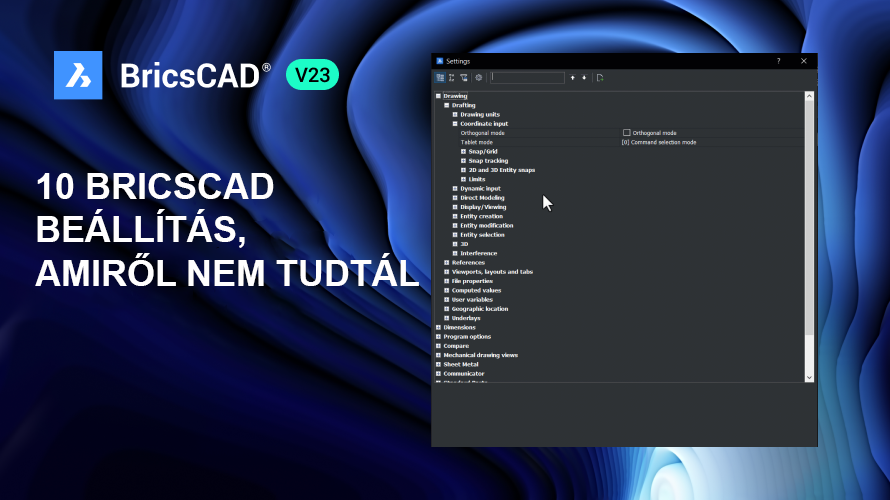 BricsCAD beállítás
