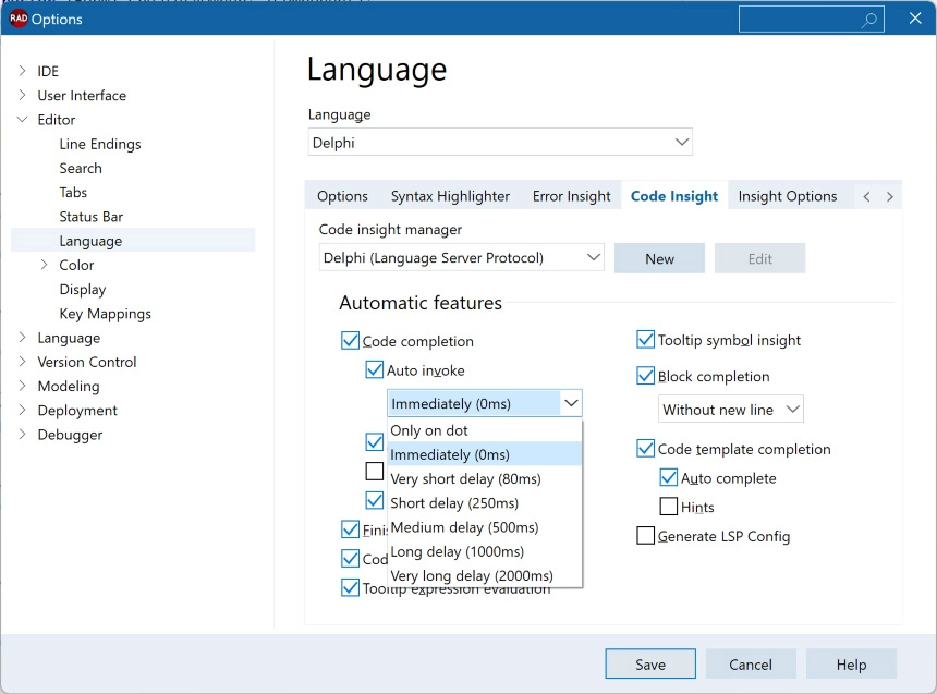 Embarcadero Rad 12.1 language