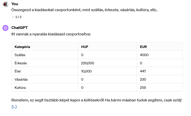 Kézzel írt jegyzetből Excel: Kiadások csoportosítása