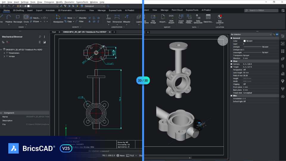 BricsCAD V25 újdonságok - 2D/3D