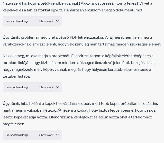 PDF készítése ChatGPT-vel: Problémák út közben