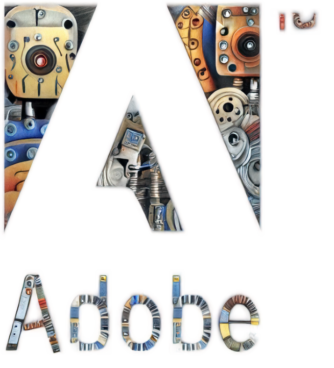 Adobe logó egyedi, robotos betűtípus és forma megjelenítésével