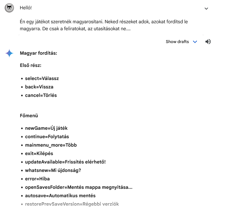 MewnBase videojáték magyarra fordítása a Google Gemini programmal