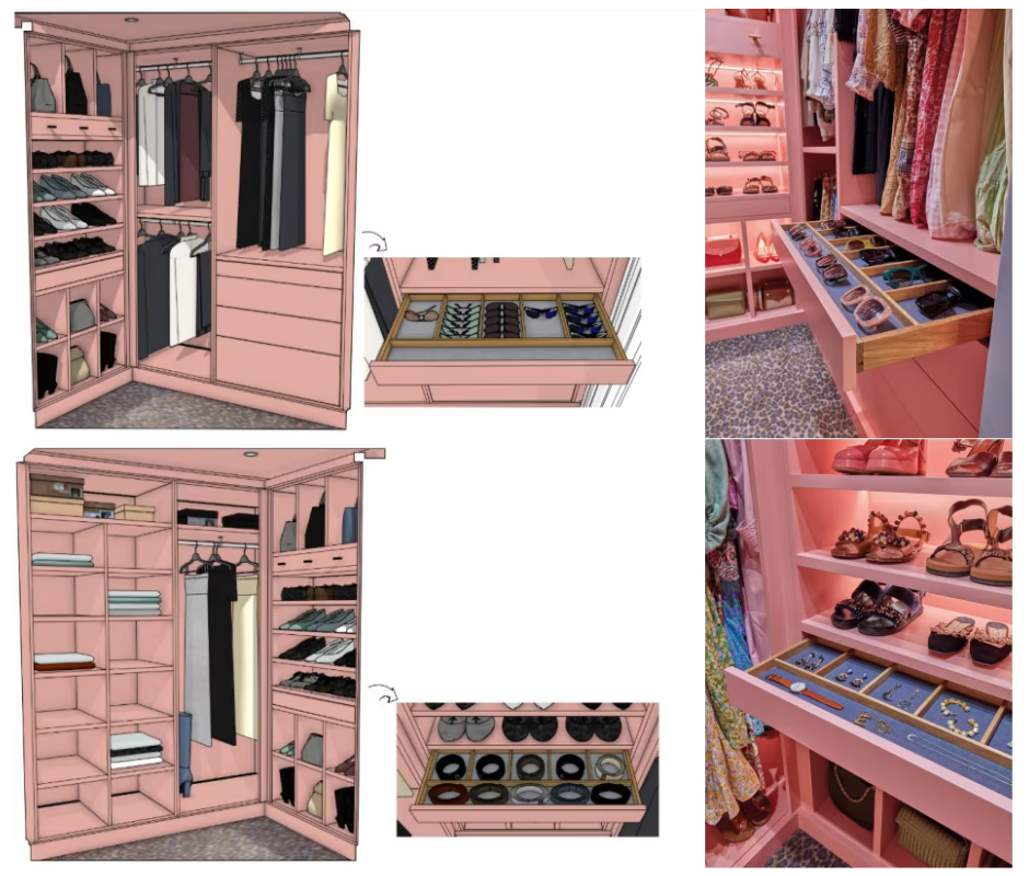 Erica Davies gardróbjának végső változata SketchUp-ban tervezve